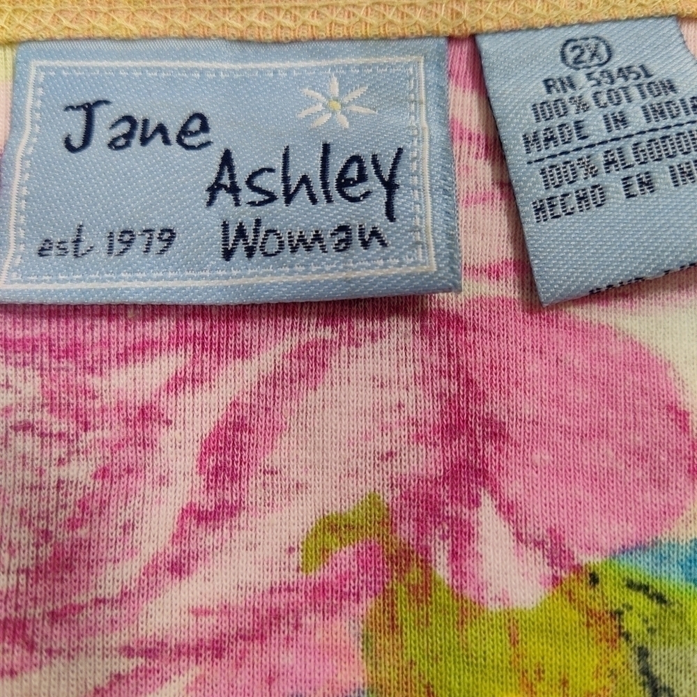 Jane Ashley Multicolor Landscape Print Scoop Neck Blouse Size 2X - Picture 3 of 5